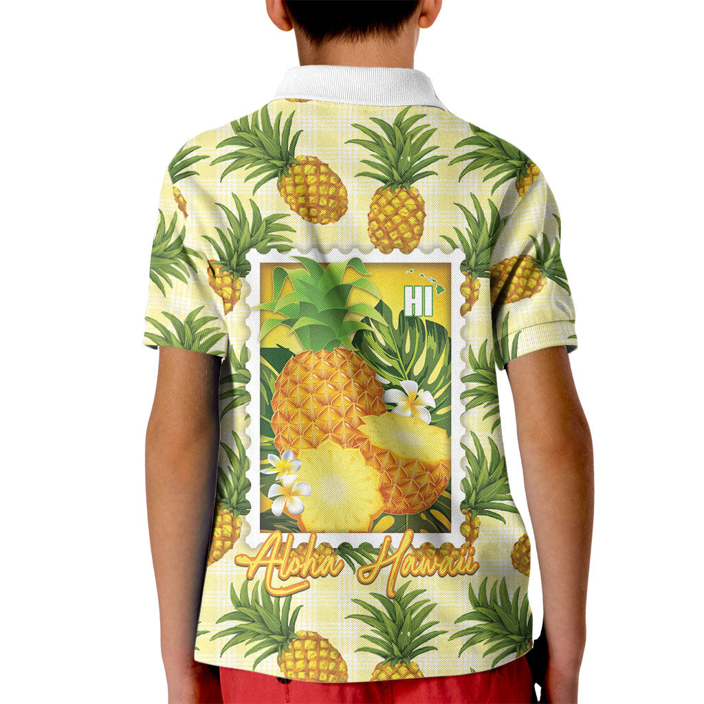 Aloha Hawaii Hala Kahiki Palaka Motifs Kid Polo Shirt Hawaiian Pineapple Stylized Stamp LT14 - Polynesian Pride