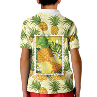 Aloha Hawaii Hala Kahiki Palaka Motifs Kid Polo Shirt Hawaiian Pineapple Stylized Stamp LT14 - Polynesian Pride