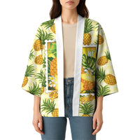 Aloha Hawaii Hala Kahiki Palaka Motifs Kimono Hawaiian Pineapple Stylized Stamp LT14 - Polynesian Pride