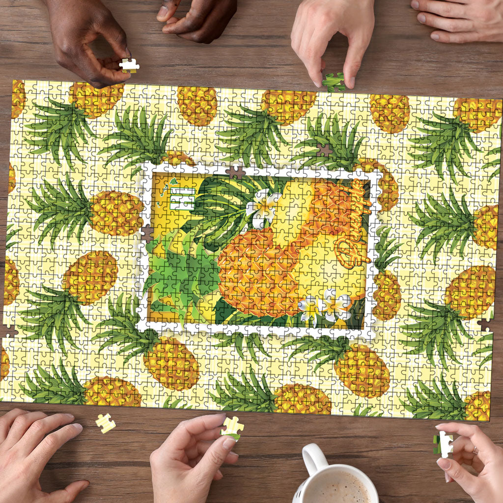 Aloha Hawaii Hala Kahiki Palaka Motifs Puzzle Hawaiian Pineapple Stylized Stamp LT14 - Polynesian Pride