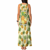 Aloha Hawaii Hala Kahiki Palaka Motifs Tank Maxi Dress Hawaiian Pineapple Stylized Stamp LT14 - Polynesian Pride