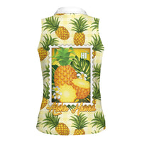 Aloha Hawaii Hala Kahiki Palaka Motifs Women Sleeveless Polo Shirt Hawaiian Pineapple Stylized Stamp LT14 - Polynesian Pride