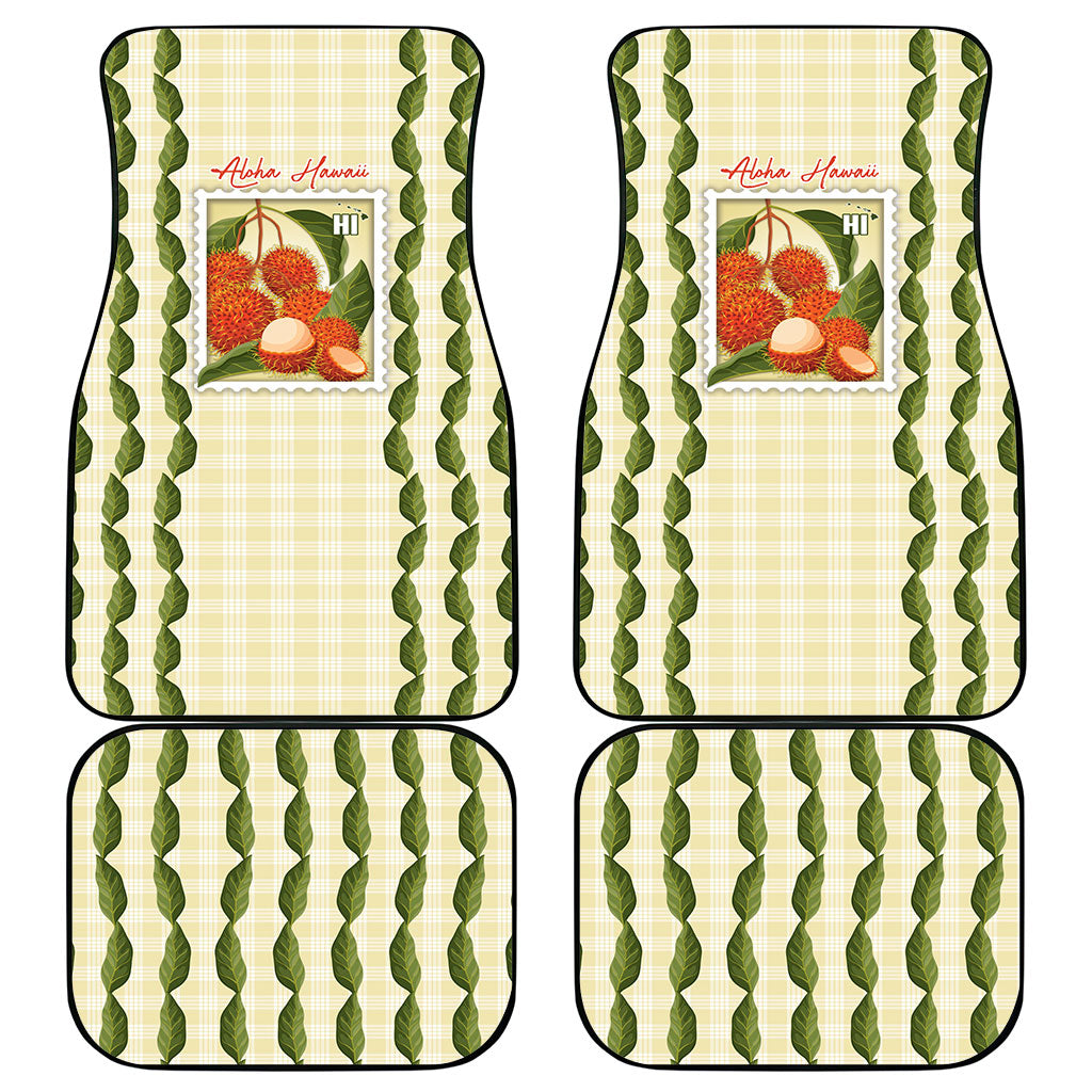 Aloha Hawaii Rambutan Palaka Motifs Car Mats Hawaiian Fruit Stylized Stamp LT14 - Polynesian Pride