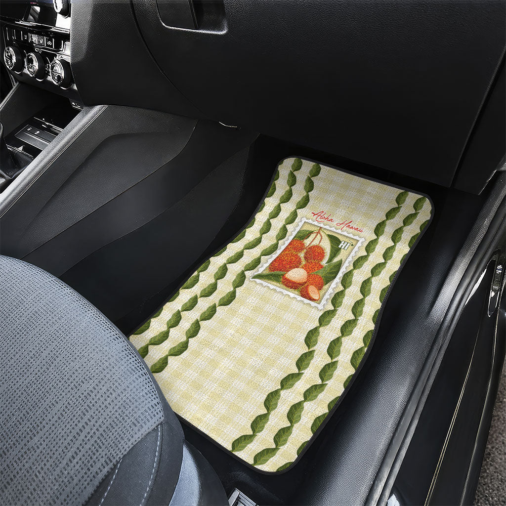 Aloha Hawaii Rambutan Palaka Motifs Car Mats Hawaiian Fruit Stylized Stamp LT14 - Polynesian Pride