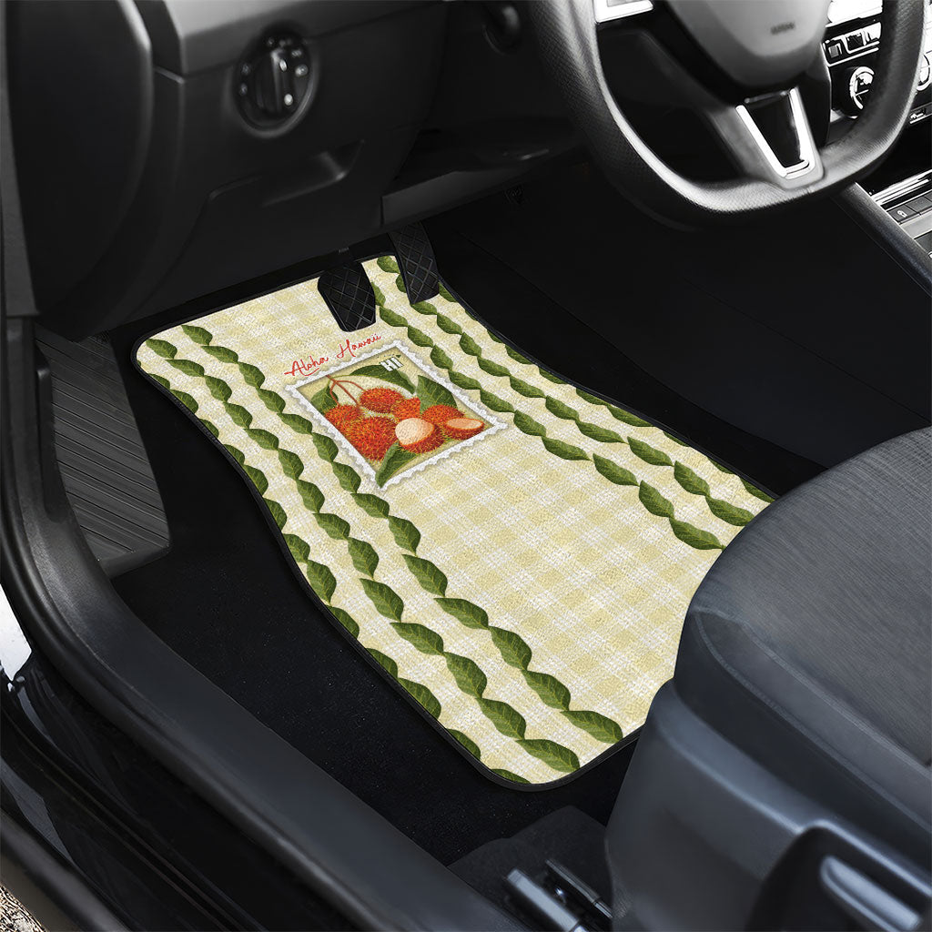 Aloha Hawaii Rambutan Palaka Motifs Car Mats Hawaiian Fruit Stylized Stamp LT14 - Polynesian Pride