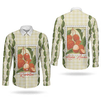 Aloha Hawaii Rambutan Palaka Motifs Couples Matching Short Sleeve Bodycon Dress and Long Sleeve Button Shirt Hawaiian Fruit Stylized Stamp LT14 - Polynesian Pride