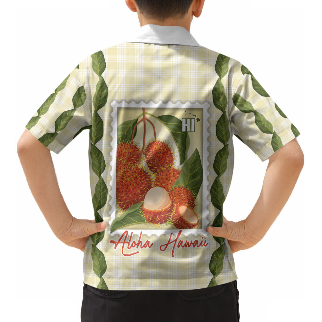 Aloha Hawaii Rambutan Palaka Motifs Kid Hawaiian Shirt Hawaiian Fruit Stylized Stamp LT14 - Polynesian Pride