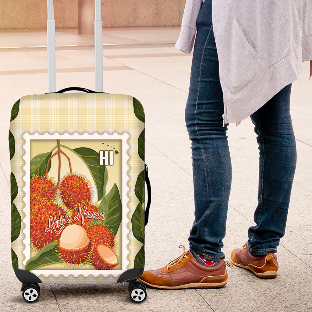 Aloha Hawaii Rambutan Palaka Motifs Luggage Cover Hawaiian Fruit Stylized Stamp LT14 Yellow - Polynesian Pride