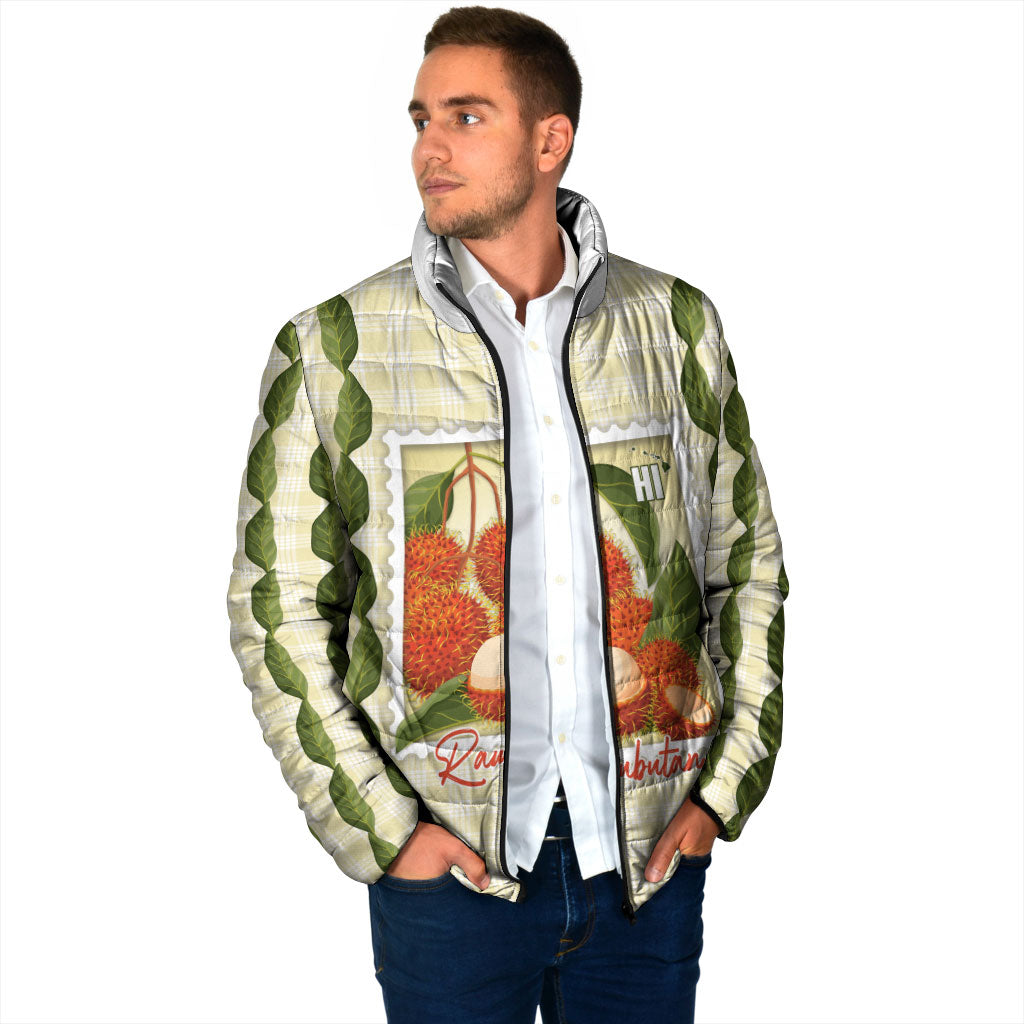 Aloha Hawaii Rambutan Palaka Motifs Padded Jacket Hawaiian Fruit Stylized Stamp LT14 - Polynesian Pride