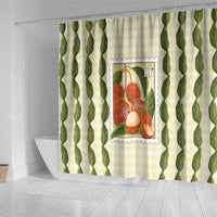 Aloha Hawaii Rambutan Palaka Motifs Shower Curtain Hawaiian Fruit Stylized Stamp LT14 - Polynesian Pride