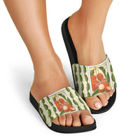 Aloha Hawaii Rambutan Palaka Motifs Slide Sandals Hawaiian Fruit Stylized Stamp LT14 - Polynesian Pride