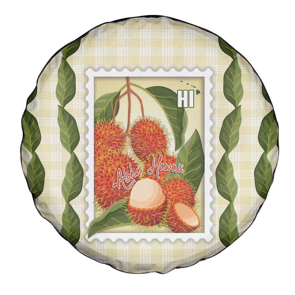 Aloha Hawaii Rambutan Palaka Motifs Spare Tire Cover Hawaiian Fruit Stylized Stamp LT14 - Polynesian Pride