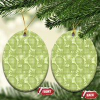 Omaomao Hawaii Breadfruit Palaka Motifs Ceramic Ornament LT14 Oval Green - Polynesian Pride