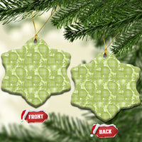 Omaomao Hawaii Breadfruit Palaka Motifs Ceramic Ornament LT14 Snow Flake Green - Polynesian Pride