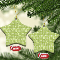 Omaomao Hawaii Breadfruit Palaka Motifs Ceramic Ornament LT14 Star Green - Polynesian Pride