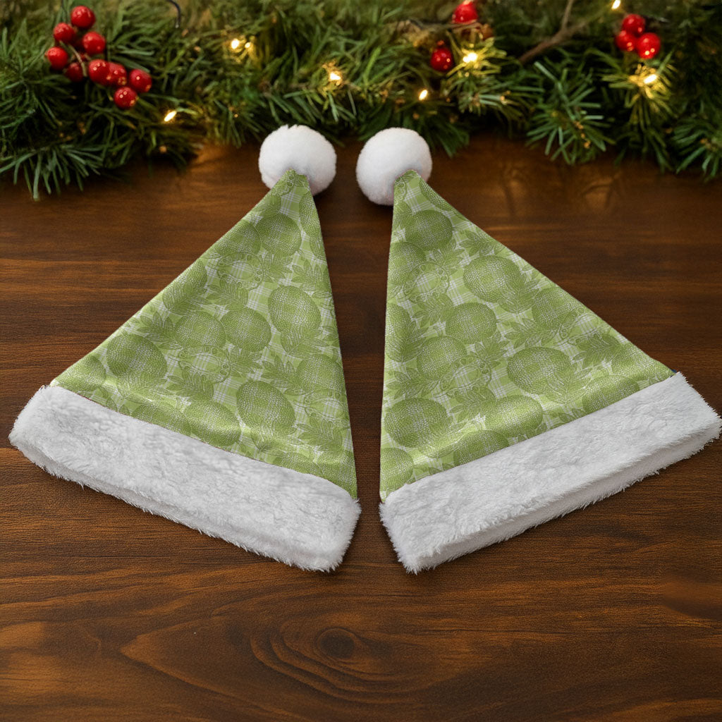 Omaomao Hawaii Breadfruit Palaka Motifs Christmas Santa Hat LT14 - Polynesian Pride