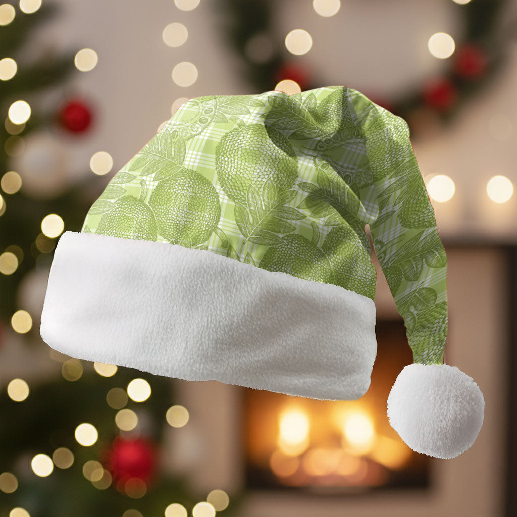 Omaomao Hawaii Breadfruit Palaka Motifs Christmas Santa Hat LT14 Without Fur Green - Polynesian Pride