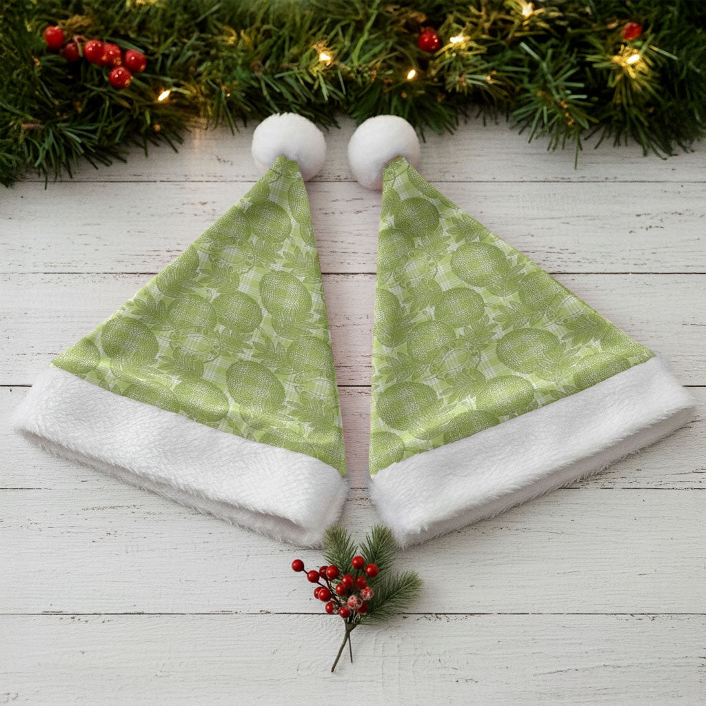 Omaomao Hawaii Breadfruit Palaka Motifs Christmas Santa Hat LT14 - Polynesian Pride