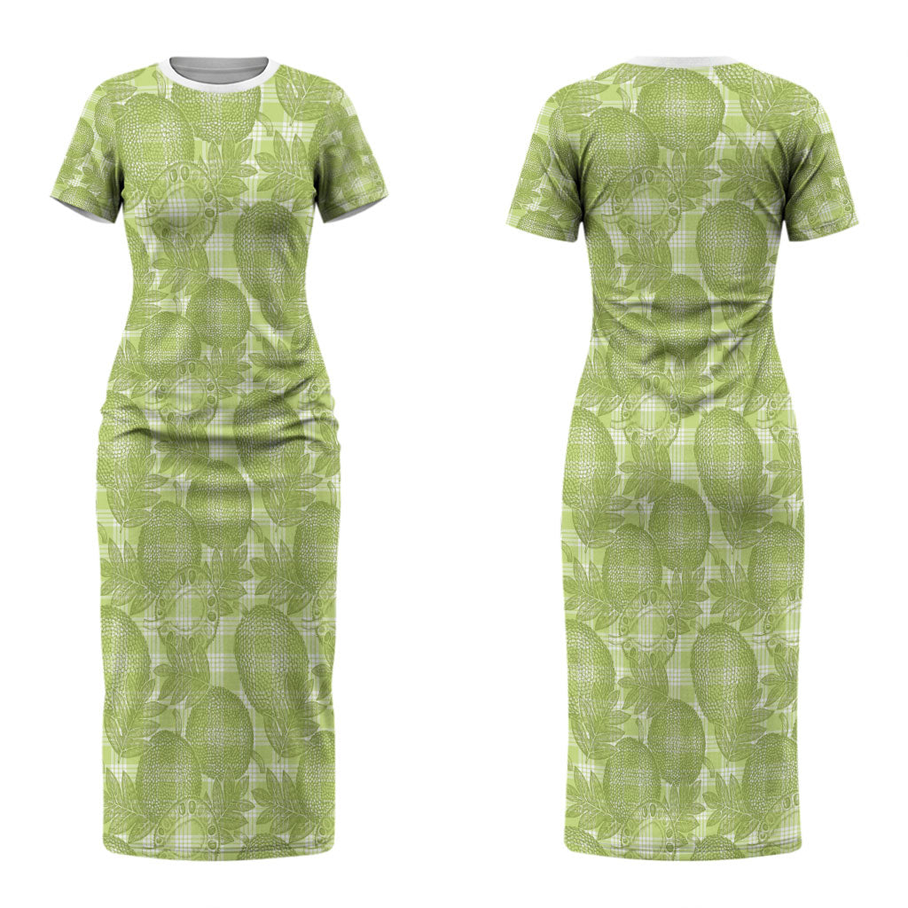 Omaomao Hawaii Breadfruit Palaka Motifs Couples Matching Short Sleeve Bodycon Dress and Long Sleeve Button Shirt LT14 - Polynesian Pride