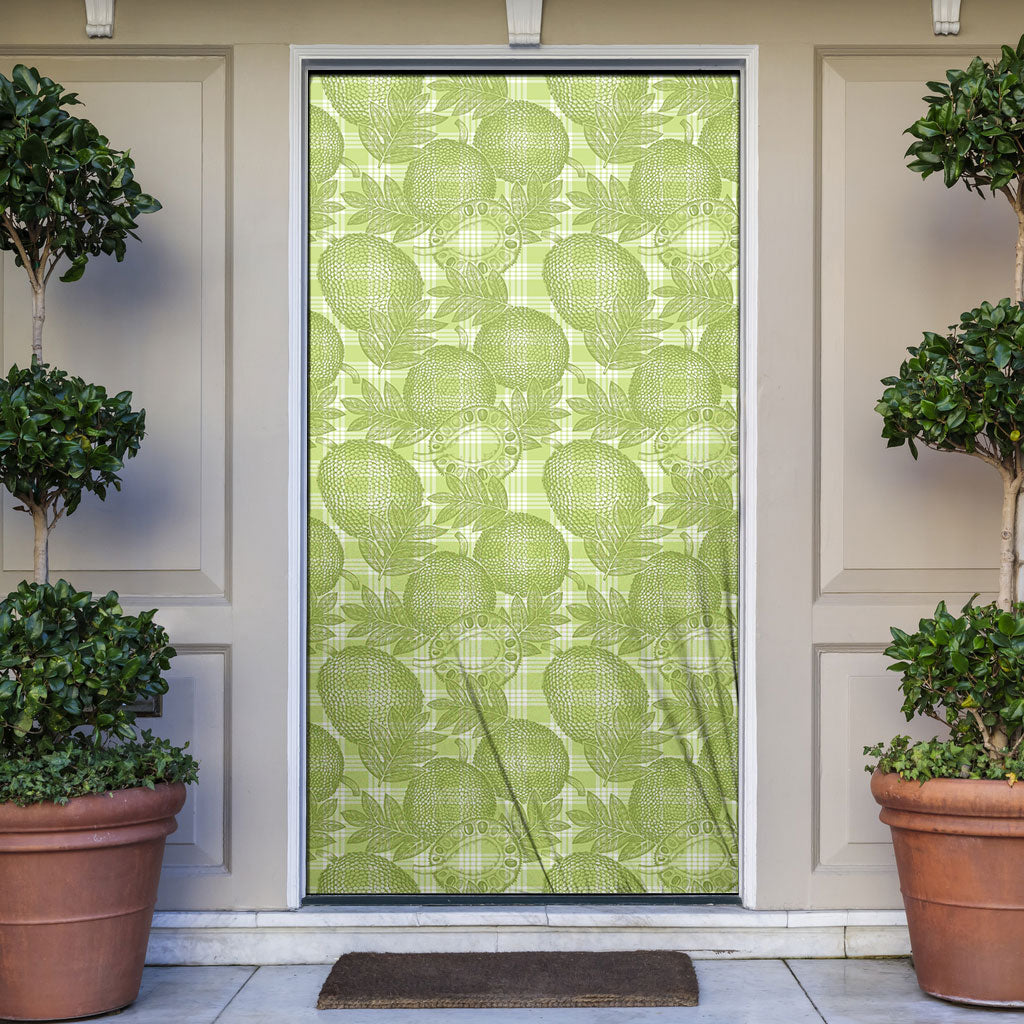 Omaomao Hawaii Breadfruit Palaka Motifs Door Cover
