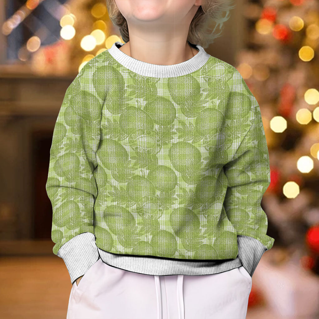 Omaomao Hawaii Breadfruit Palaka Motifs Kid Ugly Christmas Sweater LT14 - Polynesian Pride