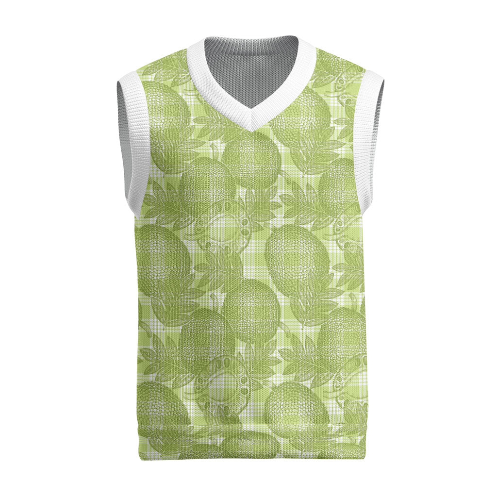 Omaomao Hawaii Breadfruit Palaka Motifs Christmas Knitted V-Neck Vest LT14 Green - Polynesian Pride