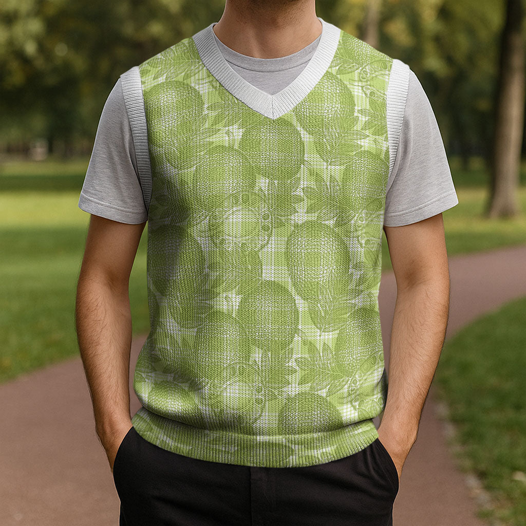 Omaomao Hawaii Breadfruit Palaka Motifs Christmas Knitted V-Neck Vest LT14 - Polynesian Pride