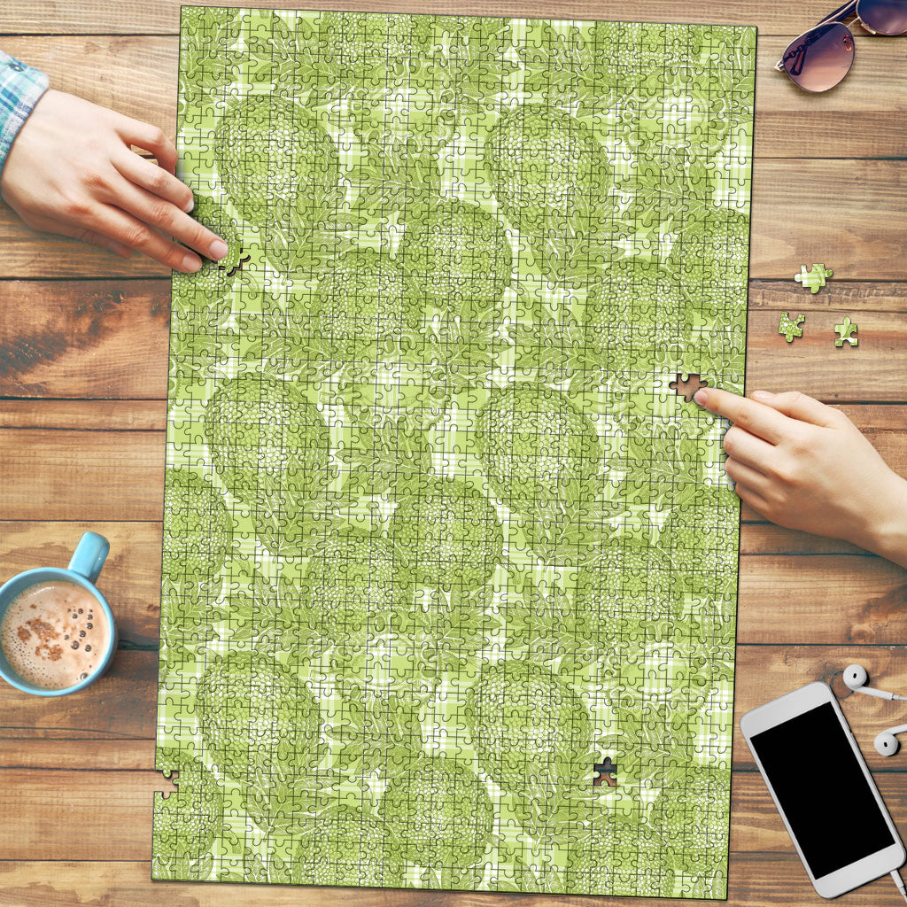 Omaomao Hawaii Breadfruit Palaka Motifs Puzzle LT14 Green - Polynesian Pride