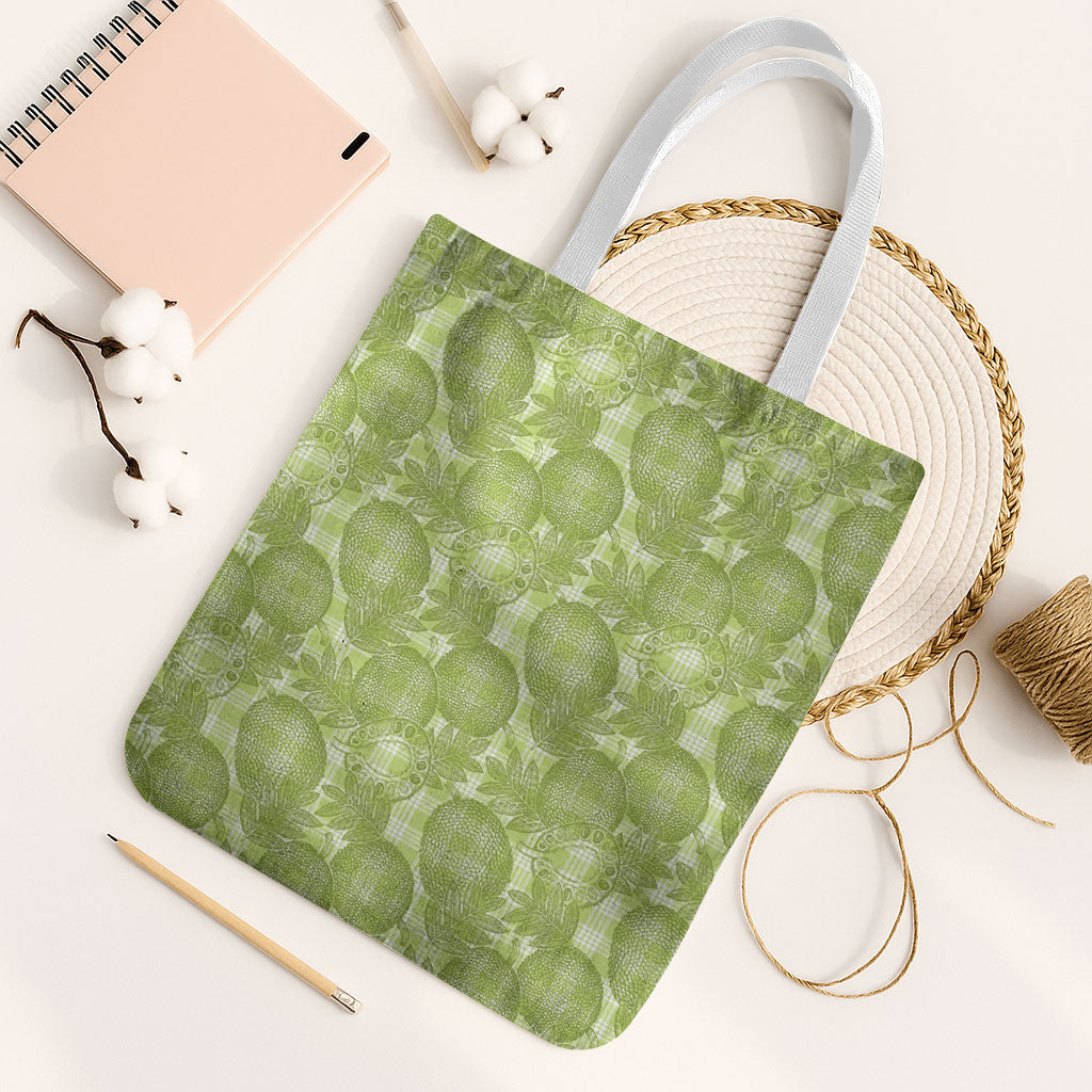 Omaomao Hawaii Breadfruit Palaka Motifs Tote Bag LT14 White Strap One Size Green - Polynesian Pride