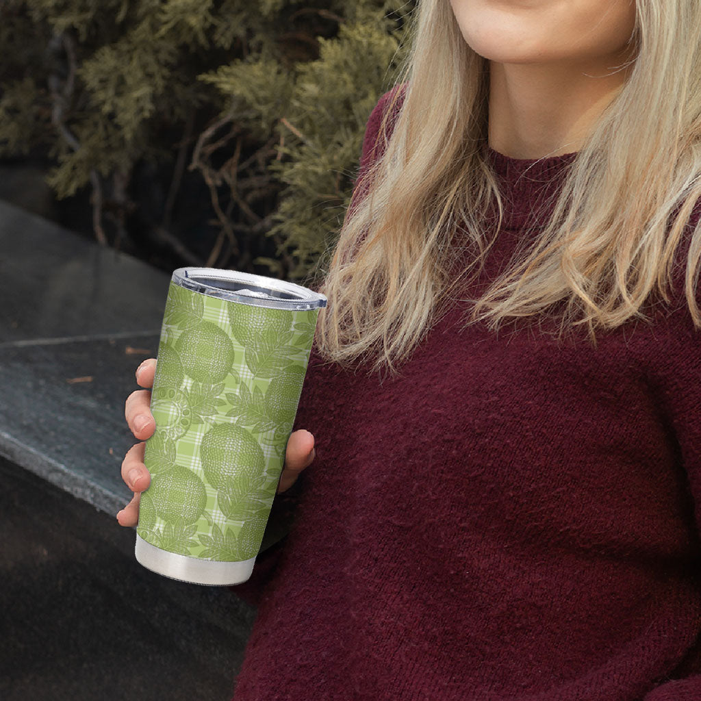 Omaomao Hawaii Breadfruit Palaka Motifs Tumbler Cup LT14 - Polynesian Pride