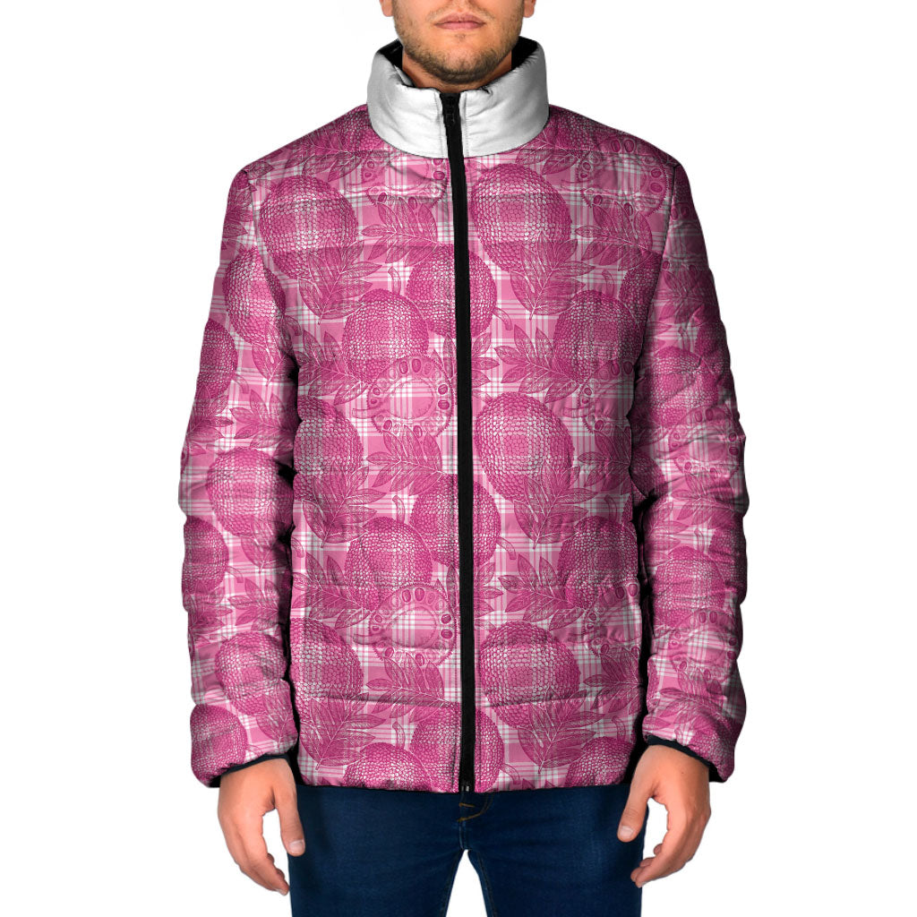 Alaka Hawaii Breadfruit Palaka Motifs Padded Jacket LT14 Men Pink - Polynesian Pride