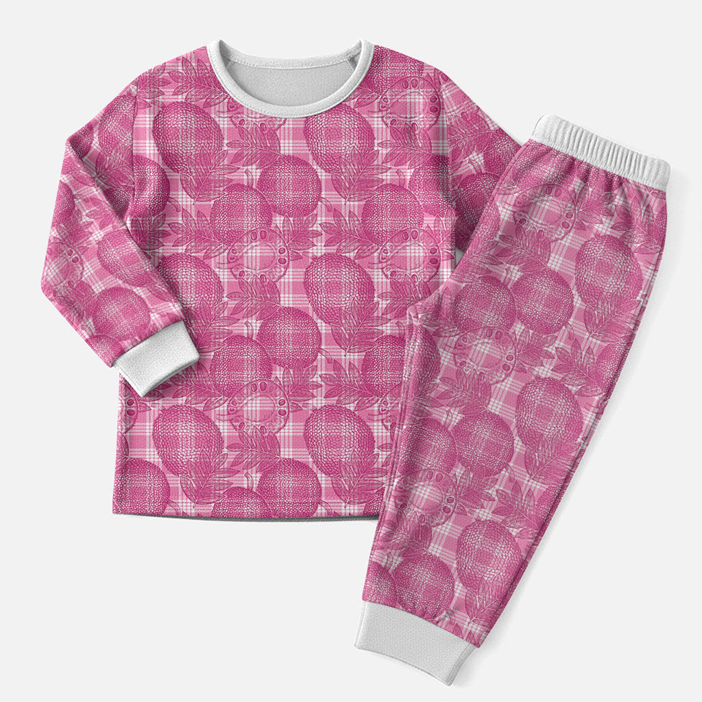 Alaka Hawaii Breadfruit Palaka Motifs Christmas Pajama Set LT14 Men Pink - Polynesian Pride