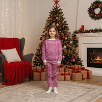 Alaka Hawaii Breadfruit Palaka Motifs Christmas Pajama Set LT14 Kid Pink - Polynesian Pride