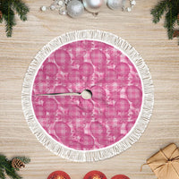 Alaka Hawaii Breadfruit Palaka Motifs Tree Skirt LT14 Fringed Pink - Polynesian Pride