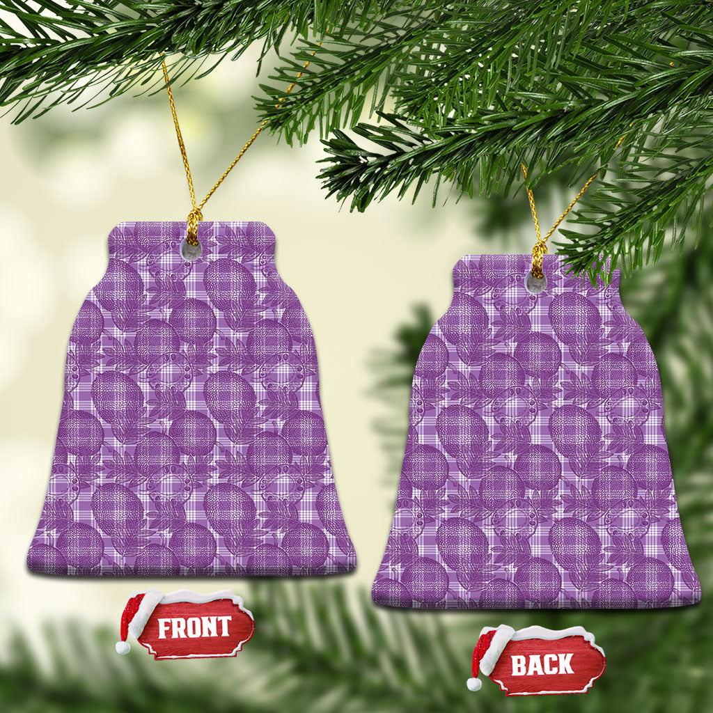 Poni Hawaii Breadfruit Palaka Motifs Ceramic Ornament LT14 Bell Flake Purple - Polynesian Pride
