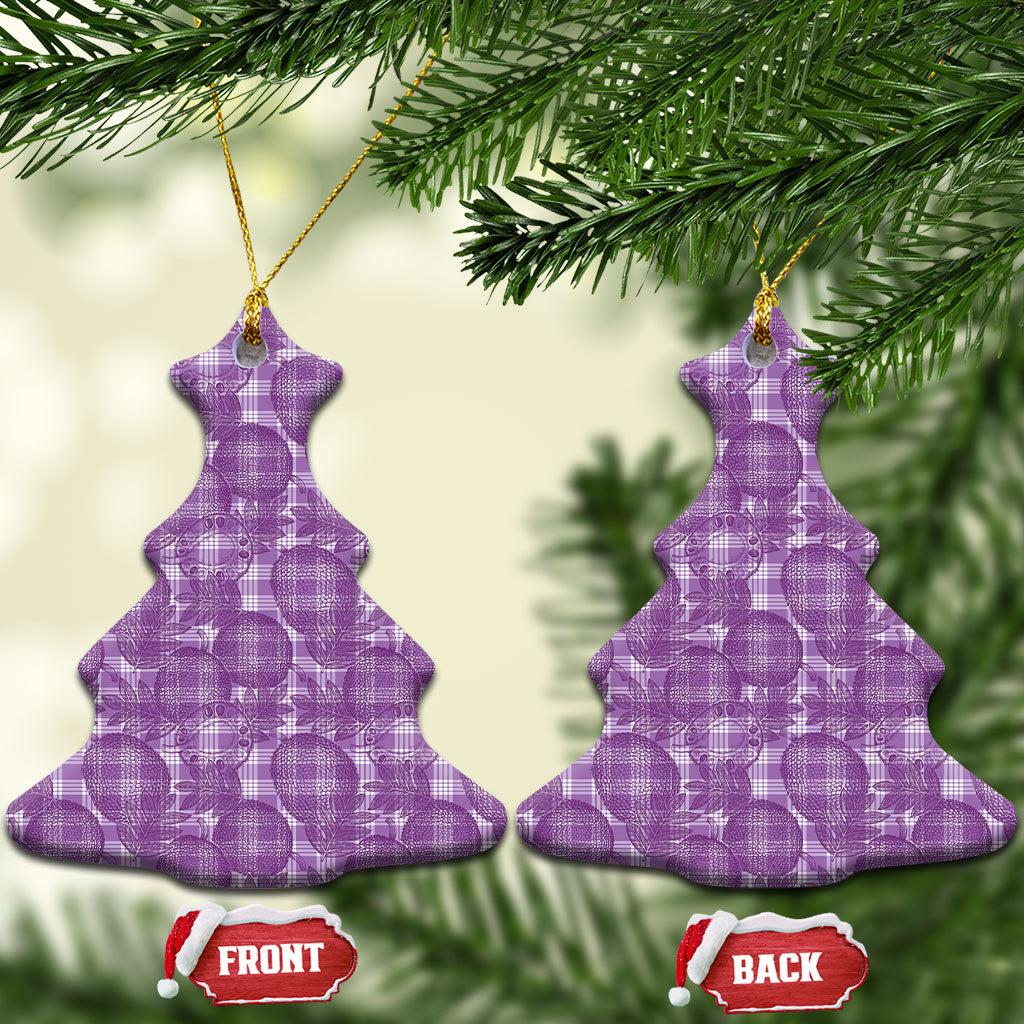 Poni Hawaii Breadfruit Palaka Motifs Ceramic Ornament LT14 Christmas Tree Purple - Polynesian Pride
