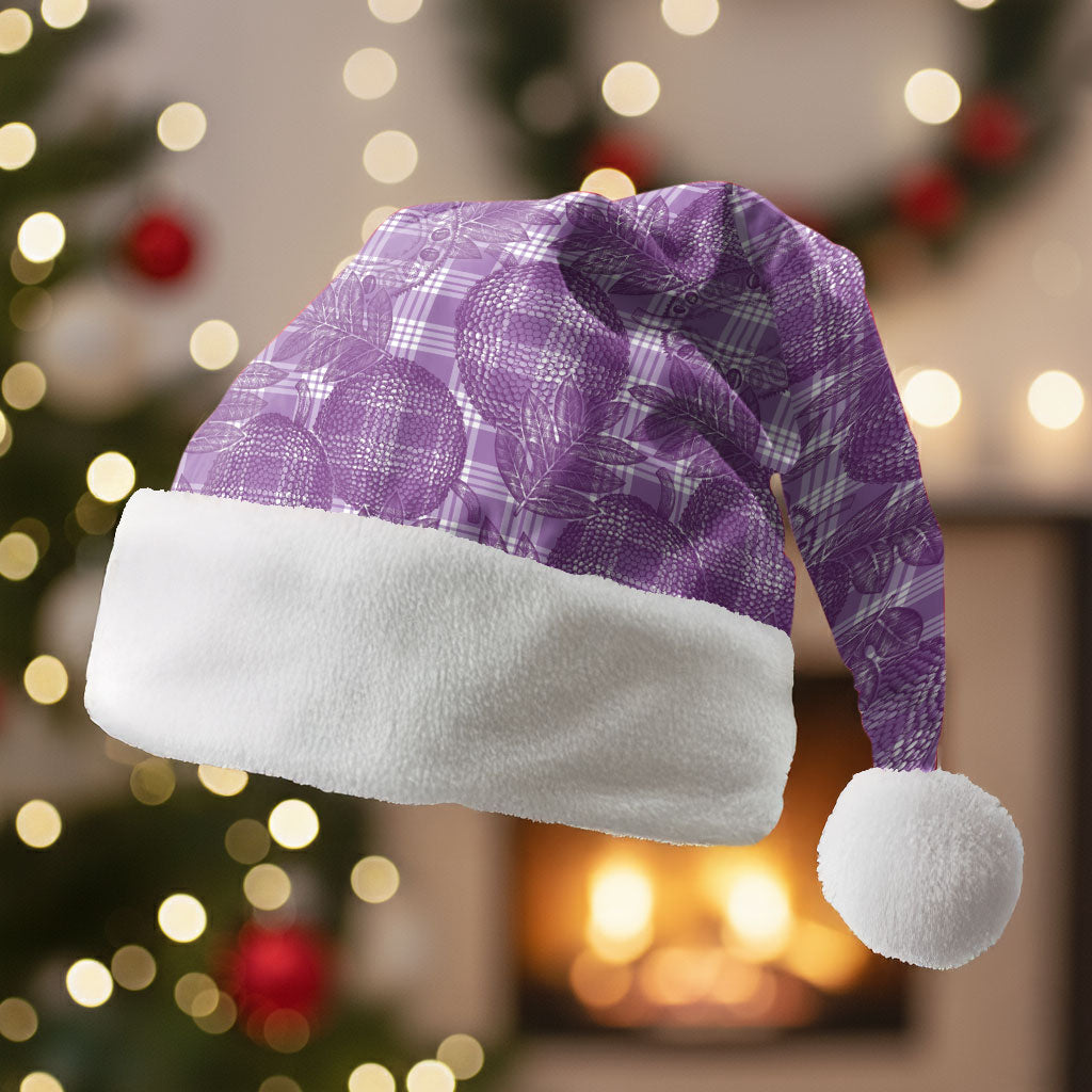 Poni Hawaii Breadfruit Palaka Motifs Christmas Santa Hat LT14 Without Fur Purple - Polynesian Pride