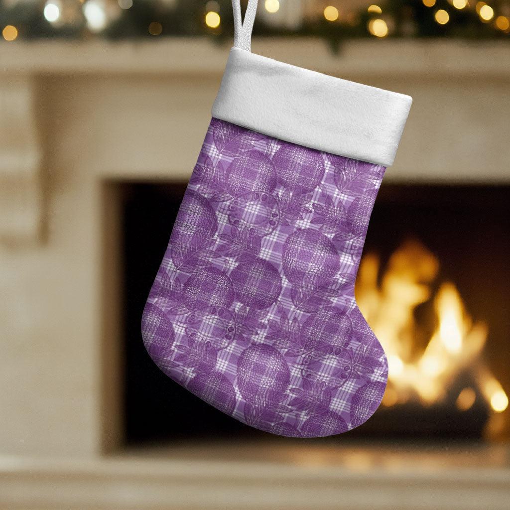 Poni Hawaii Breadfruit Palaka Motifs Christmas Stocking LT14 Set of 2 Purple - Polynesian Pride