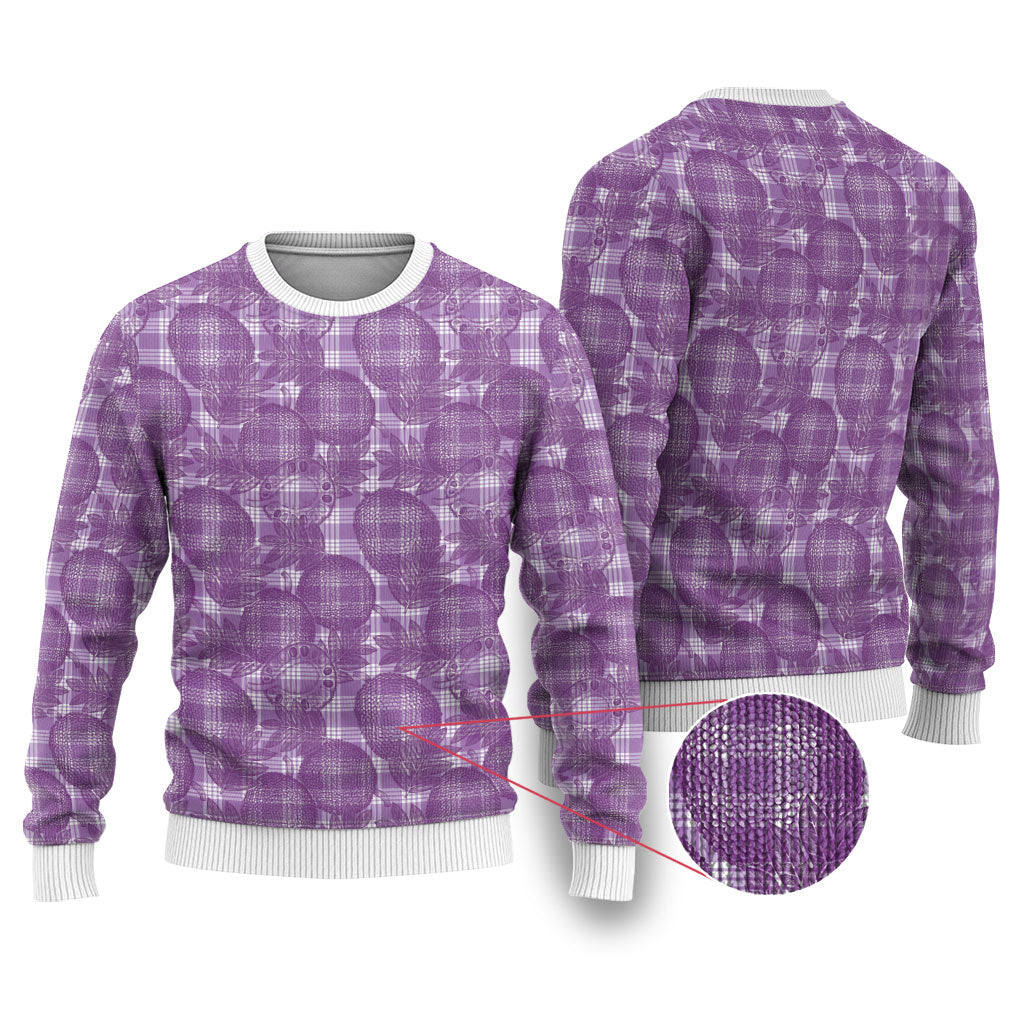 Poni Hawaii Breadfruit Palaka Motifs Ugly Christmas Sweater LT14 Purple - Polynesian Pride