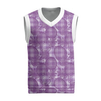 Poni Hawaii Breadfruit Palaka Motifs Christmas Knitted V-Neck Vest LT14 Purple - Polynesian Pride