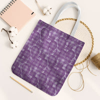 Poni Hawaii Breadfruit Palaka Motifs Tote Bag LT14 White Strap One Size Purple - Polynesian Pride