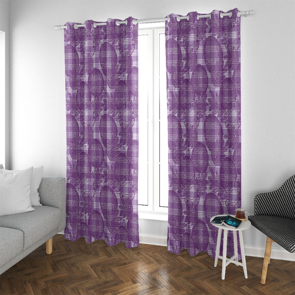 Poni Hawaii Breadfruit Palaka Motifs Window Curtain LT14 With Grommets Purple - Polynesian Pride