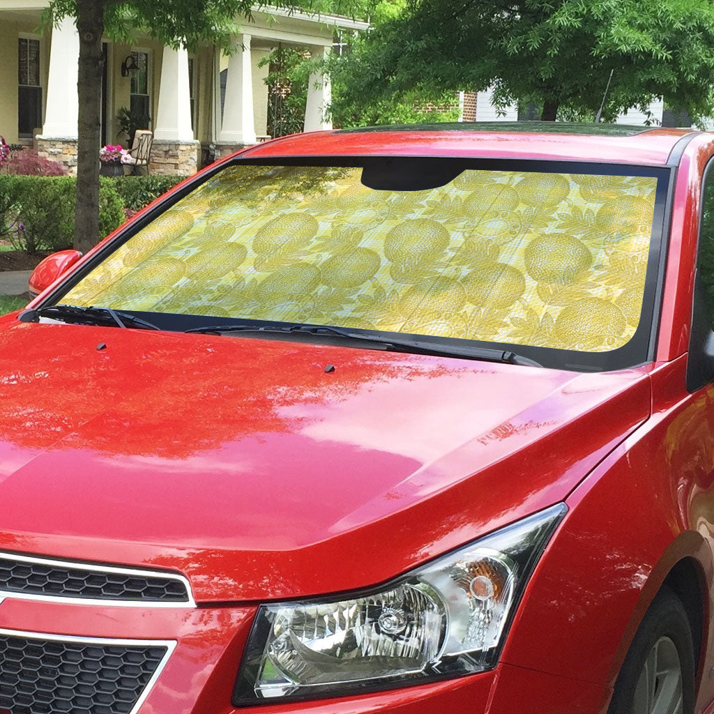 Melemele Hawaii Breadfruit Palaka Motifs Auto Sun Shade LT14 - Polynesian Pride