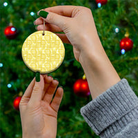 Melemele Hawaii Breadfruit Palaka Motifs Ceramic Ornament LT14 - Polynesian Pride
