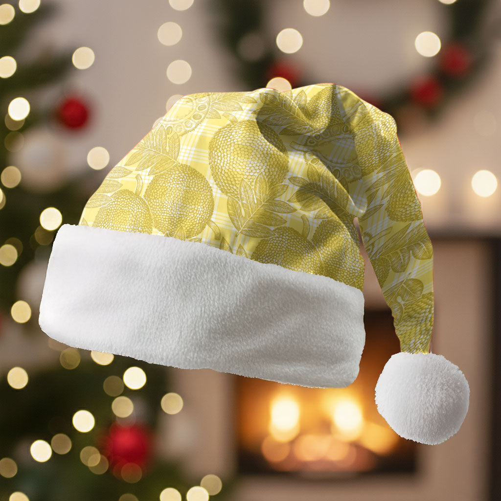 Melemele Hawaii Breadfruit Palaka Motifs Christmas Santa Hat LT14 Without Fur Yellow - Polynesian Pride