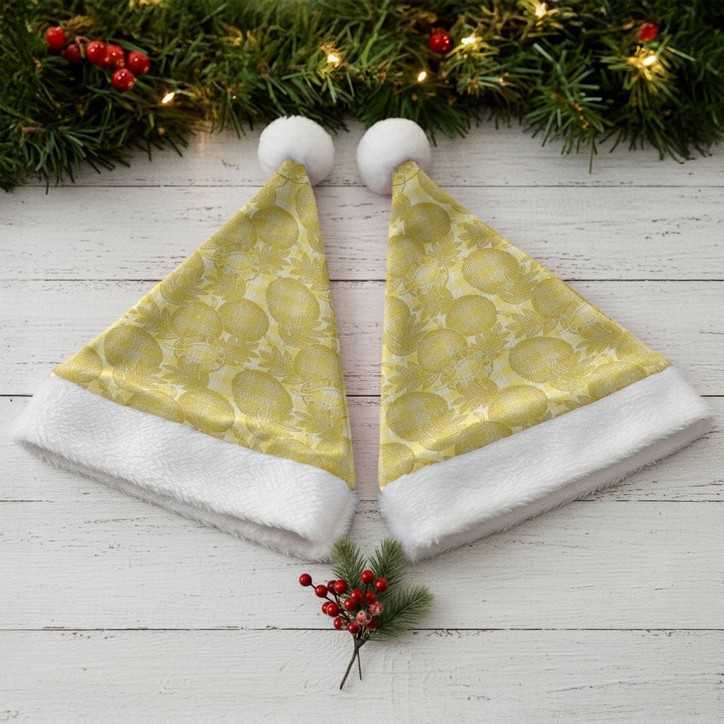 Melemele Hawaii Breadfruit Palaka Motifs Christmas Santa Hat LT14 - Polynesian Pride