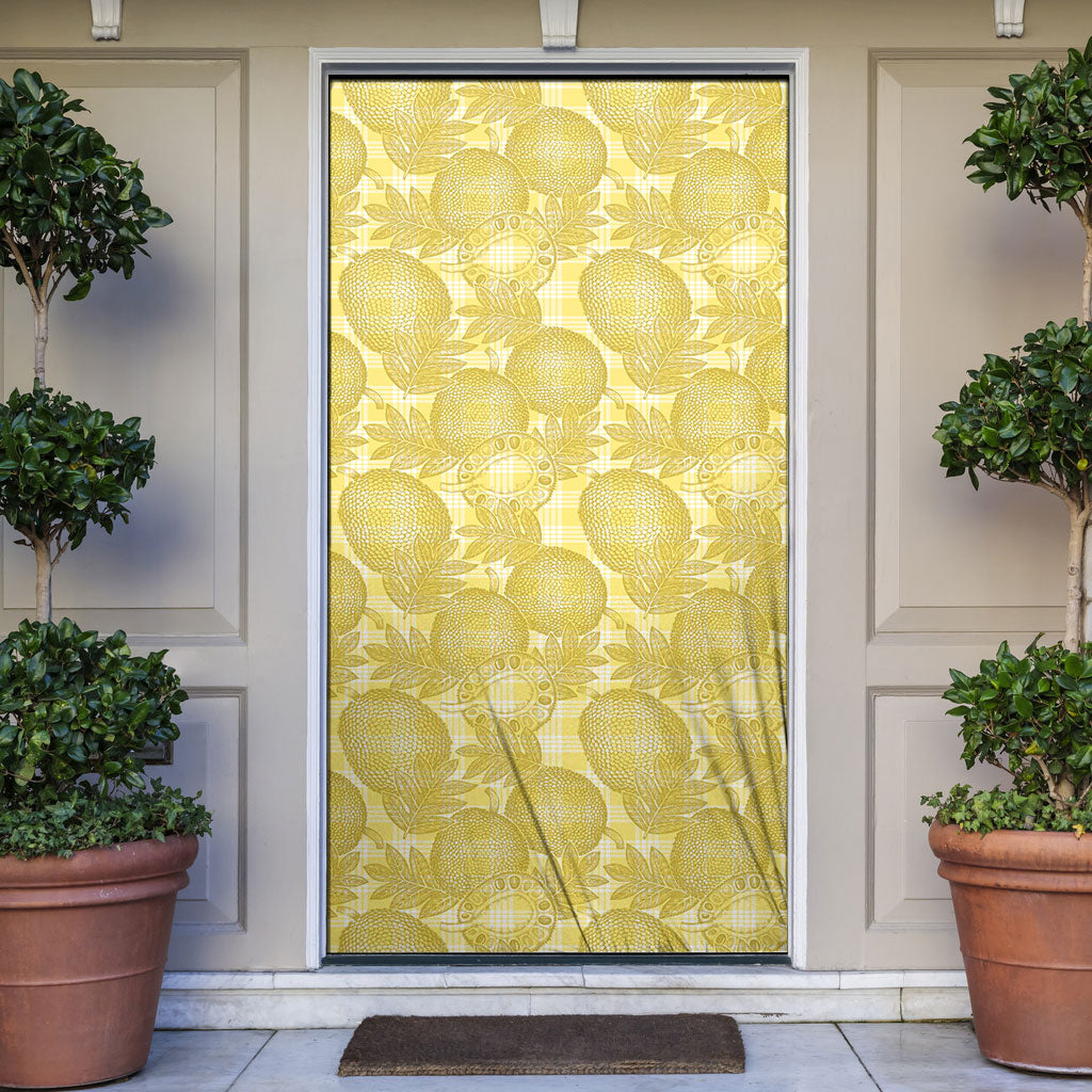Melemele Hawaii Breadfruit Palaka Motifs Door Cover