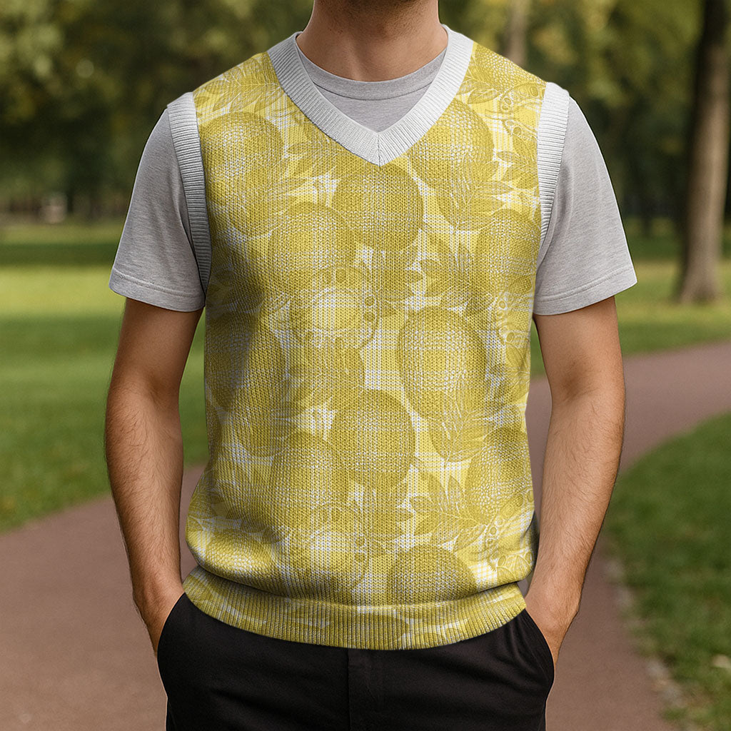 Melemele Hawaii Breadfruit Palaka Motifs Christmas Knitted V-Neck Vest LT14 - Polynesian Pride