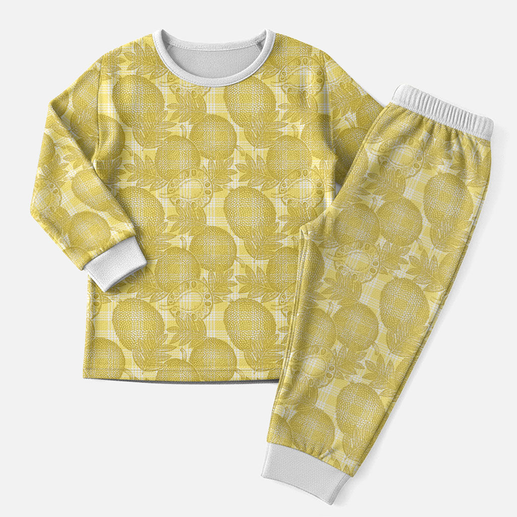 Melemele Hawaii Breadfruit Palaka Motifs Christmas Pajama Set LT14 Men Yellow - Polynesian Pride