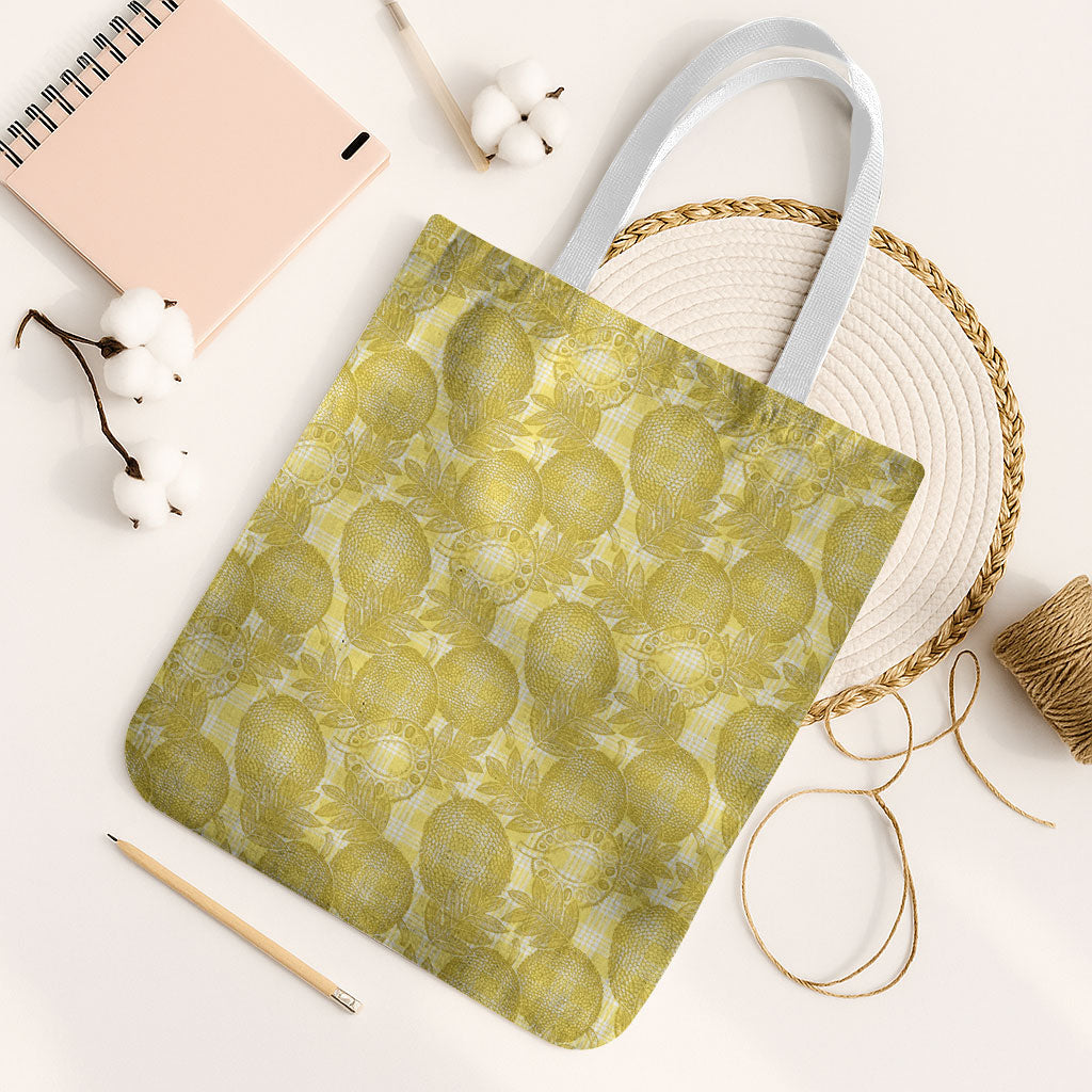 Melemele Hawaii Breadfruit Palaka Motifs Tote Bag LT14 White Strap One Size Yellow - Polynesian Pride